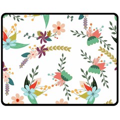 Floral Backdrop Pattern Flower Double Sided Fleece Blanket (medium)  by Celenk