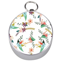 Floral Backdrop Pattern Flower Silver Compasses by Celenk