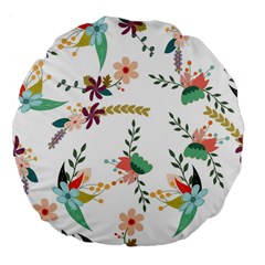 Floral Backdrop Pattern Flower Large 18  Premium Flano Round Cushions