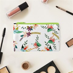 Floral Backdrop Pattern Flower Cosmetic Bag (xs) by Celenk