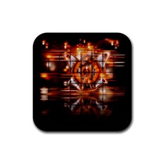 Butterfly Brown Puzzle Background Rubber Coaster (square)  by Celenk