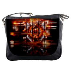 Butterfly Brown Puzzle Background Messenger Bags by Celenk