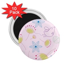 Floral Background Bird Drawing 2 25  Magnets (10 Pack)  by Celenk