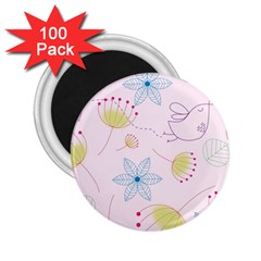 Floral Background Bird Drawing 2 25  Magnets (100 Pack)  by Celenk