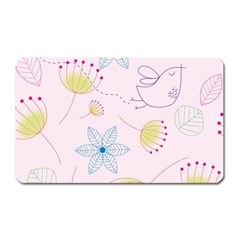 Floral Background Bird Drawing Magnet (rectangular) by Celenk