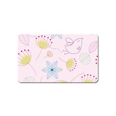 Floral Background Bird Drawing Magnet (name Card) by Celenk