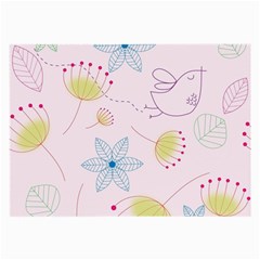 Floral Background Bird Drawing Large Glasses Cloth (2-side) by Celenk