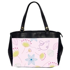 Floral Background Bird Drawing Office Handbags (2 Sides)  by Celenk