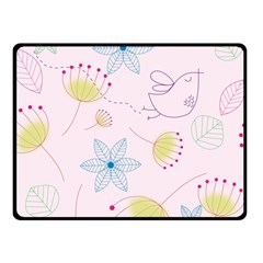 Floral Background Bird Drawing Double Sided Fleece Blanket (small)  by Celenk