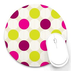 Polka Dots Spots Pattern Seamless Round Mousepads by Celenk