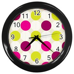 Polka Dots Spots Pattern Seamless Wall Clocks (black) by Celenk