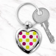 Polka Dots Spots Pattern Seamless Key Chains (heart)  by Celenk