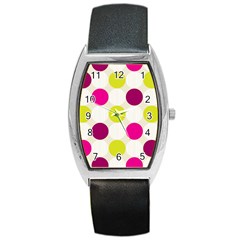 Polka Dots Spots Pattern Seamless Barrel Style Metal Watch by Celenk