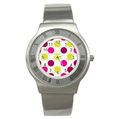 Polka Dots Spots Pattern Seamless Stainless Steel Watch by Celenk