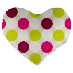 Polka Dots Spots Pattern Seamless Large 19  Premium Flano Heart Shape Cushions by Celenk