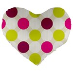 Polka Dots Spots Pattern Seamless Large 19  Premium Flano Heart Shape Cushions Front