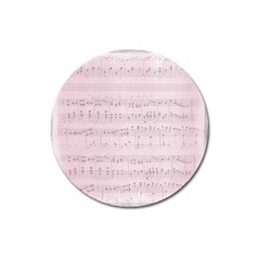 Vintage Pink Music Notes Magnet 3  (round) by Celenk