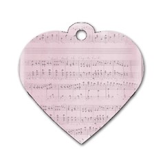 Vintage Pink Music Notes Dog Tag Heart (one Side) by Celenk