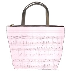 Vintage Pink Music Notes Bucket Bags by Celenk