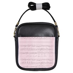 Vintage Pink Music Notes Girls Sling Bags by Celenk