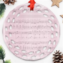 Vintage Pink Music Notes Round Filigree Ornament (two Sides) by Celenk