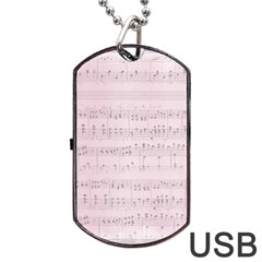 Vintage Pink Music Notes Dog Tag Usb Flash (two Sides) by Celenk