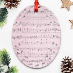 Vintage Pink Music Notes Oval Filigree Ornament (two Sides) by Celenk