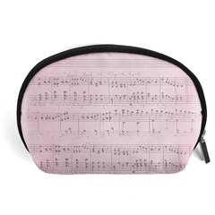 Vintage Pink Music Notes Accessory Pouches (large)  by Celenk