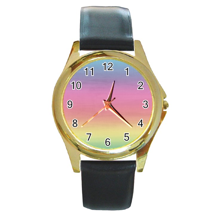 Background Watercolour Design Paint Round Gold Metal Watch