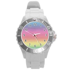 Background Watercolour Design Paint Round Plastic Sport Watch (L)