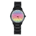 Background Watercolour Design Paint Stainless Steel Round Watch Front