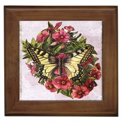 Vintage Butterfly Flower Framed Tiles by Celenk