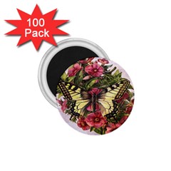 Vintage Butterfly Flower 1 75  Magnets (100 Pack)  by Celenk