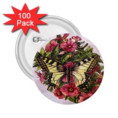 Vintage Butterfly Flower 2 25  Buttons (100 Pack)  by Celenk