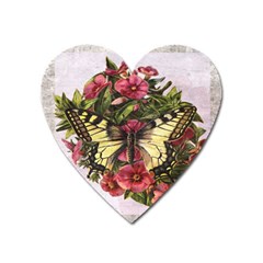 Vintage Butterfly Flower Heart Magnet by Celenk