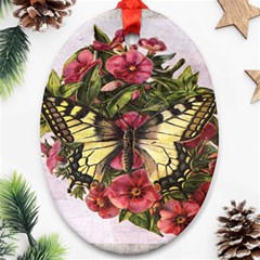 Vintage Butterfly Flower Oval Ornament (two Sides) by Celenk