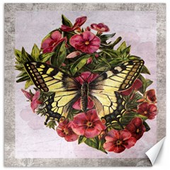 Vintage Butterfly Flower Canvas 16  X 16   by Celenk