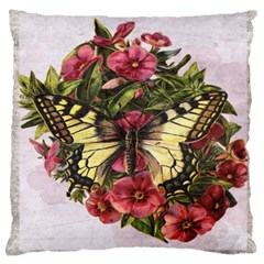 Vintage Butterfly Flower Large Cushion Case (two Sides) by Celenk