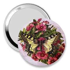 Vintage Butterfly Flower 3  Handbag Mirrors by Celenk