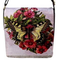 Vintage Butterfly Flower Flap Messenger Bag (s) by Celenk