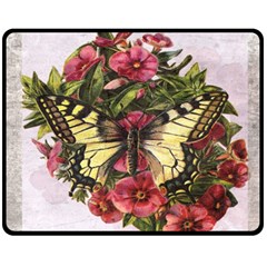 Vintage Butterfly Flower Double Sided Fleece Blanket (medium)  by Celenk