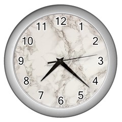 Marble Background Backdrop Wall Clocks (silver)  by Celenk