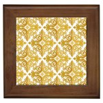 Gold Pattern Wallpaper Fleur Framed Tiles Front