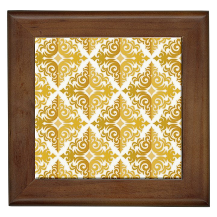 Gold Pattern Wallpaper Fleur Framed Tiles