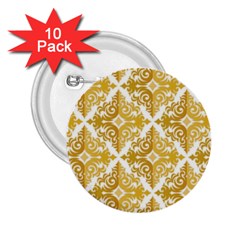 Gold Pattern Wallpaper Fleur 2 25  Buttons (10 Pack)  by Celenk