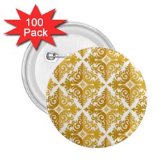 Gold Pattern Wallpaper Fleur 2 25  Buttons (100 Pack)  by Celenk