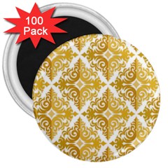 Gold Pattern Wallpaper Fleur 3  Magnets (100 Pack) by Celenk