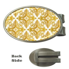 Gold Pattern Wallpaper Fleur Money Clips (oval)  by Celenk