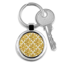 Gold Pattern Wallpaper Fleur Key Chains (round)  by Celenk