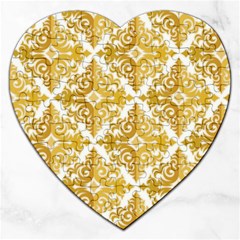 Gold Pattern Wallpaper Fleur Jigsaw Puzzle (heart) by Celenk